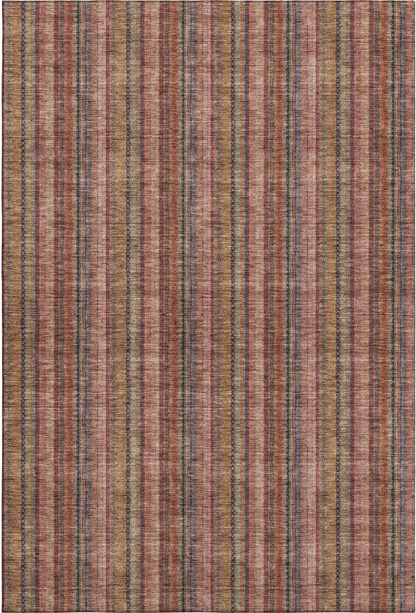 Blush Purple And Orange Striped Washable Area Rug With UV Protection Photo 3