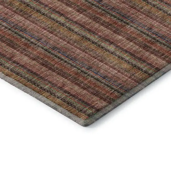Blush Purple And Orange Striped Washable Area Rug With UV Protection Photo 5