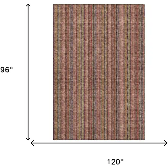 Blush Purple And Orange Striped Washable Area Rug With UV Protection Photo 6