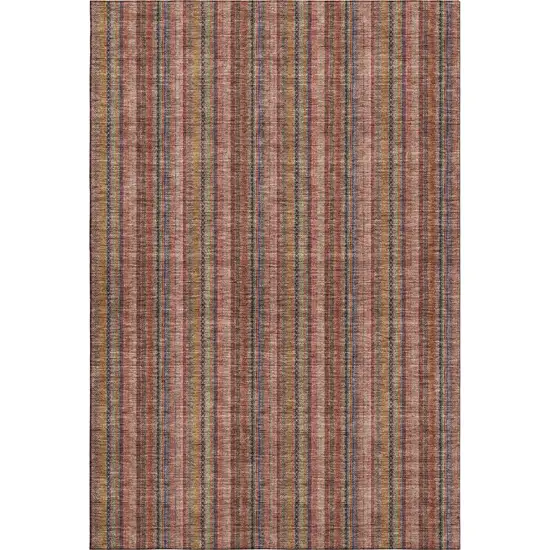 Blush Purple And Orange Striped Washable Area Rug With UV Protection Photo 3
