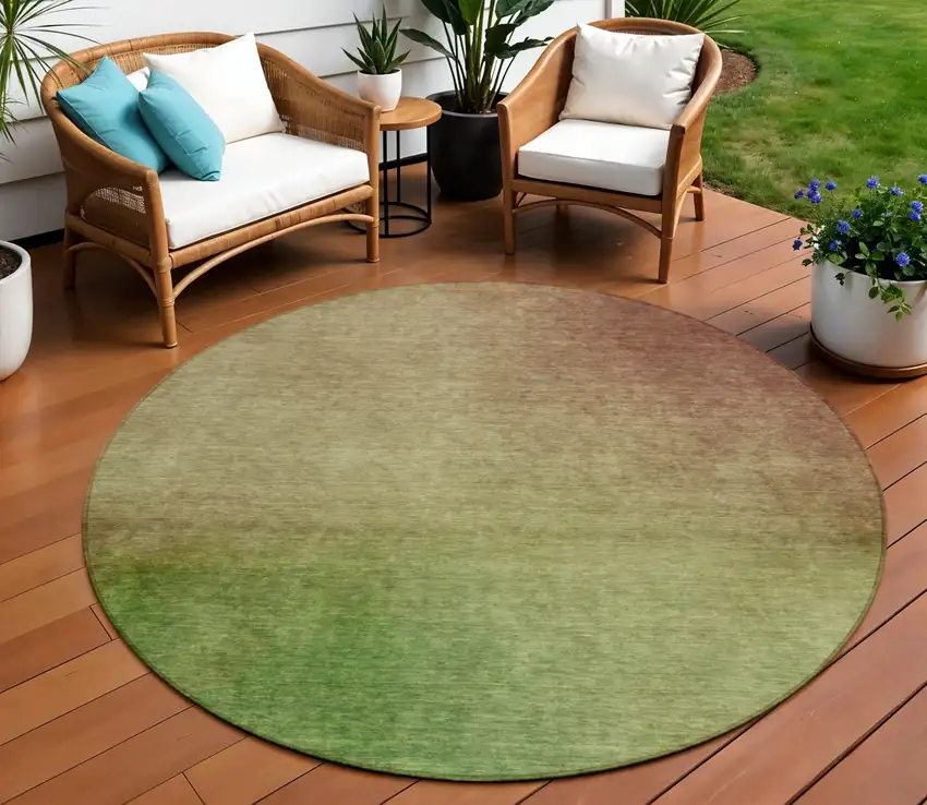Blush Round Ombre Washable Non Skid Indoor Outdoor Area Rug Photo 1