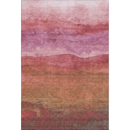 Blush Rust And Red Striped Washable Area Rug With UV Protection Photo 3
