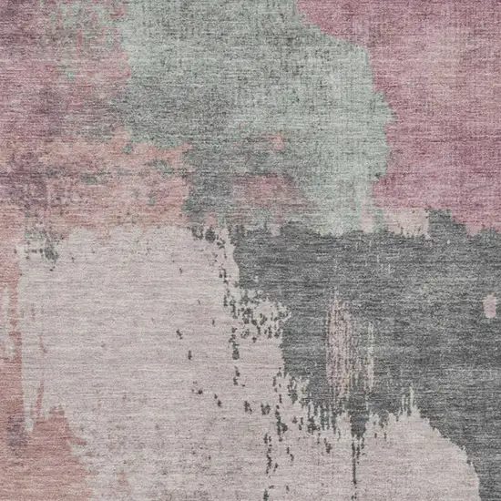 Blush Sage And Charcoal Abstract Washable Indoor Outdoor Area Rug Photo 6