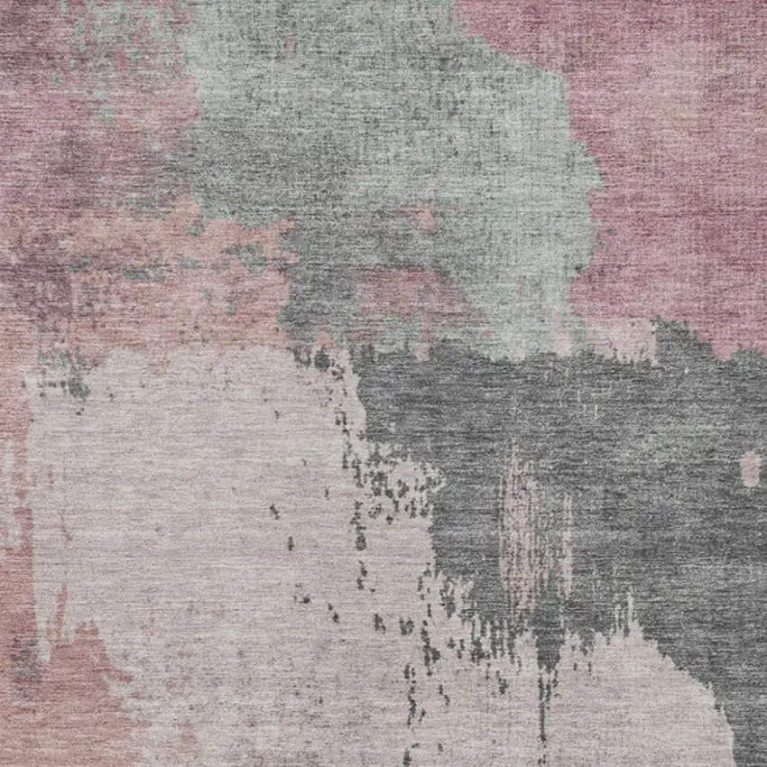 Blush Sage And Charcoal Abstract Washable Indoor Outdoor Area Rug Photo 6