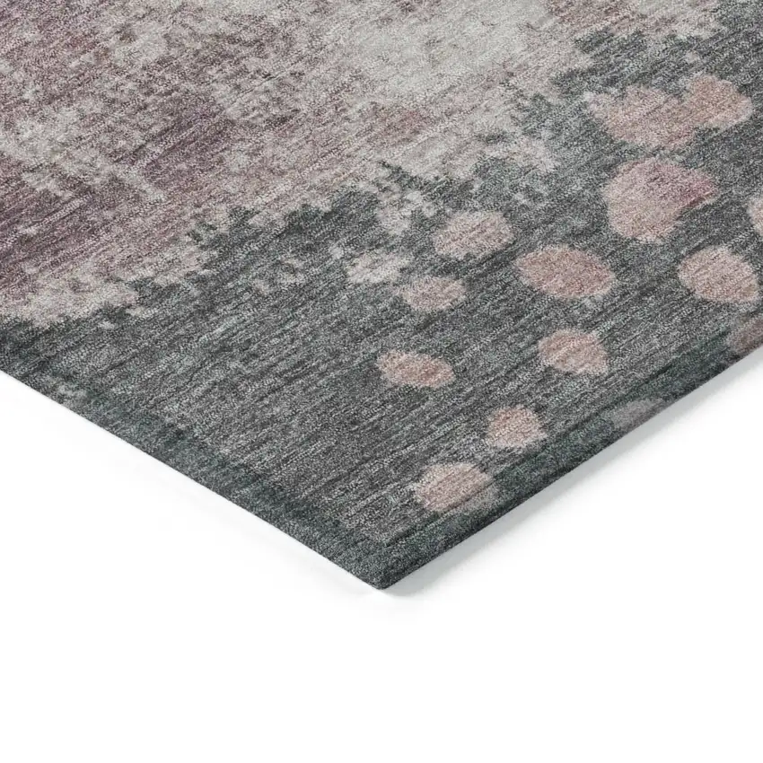 Blush Sage And Charcoal Abstract Washable Indoor Outdoor Area Rug Photo 9