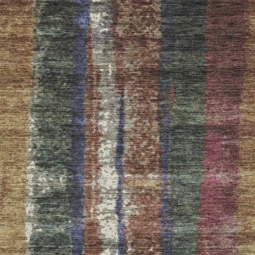 Blush Sage And Gold Striped Washable Indoor Outdoor Area Rug Photo 3