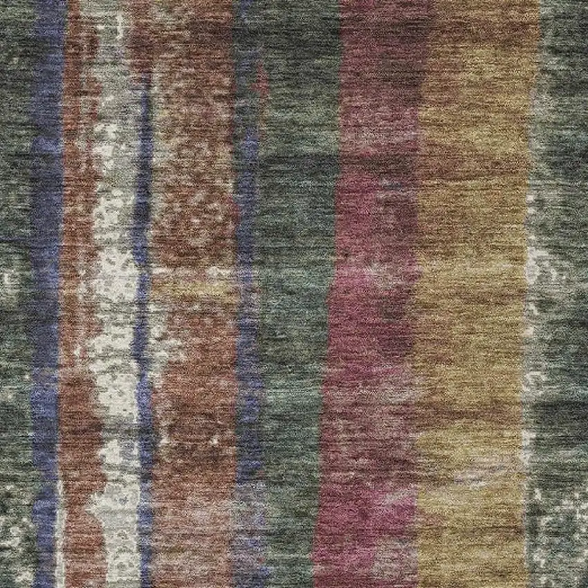 Blush Sage And Gold Striped Washable Indoor Outdoor Area Rug Photo 3