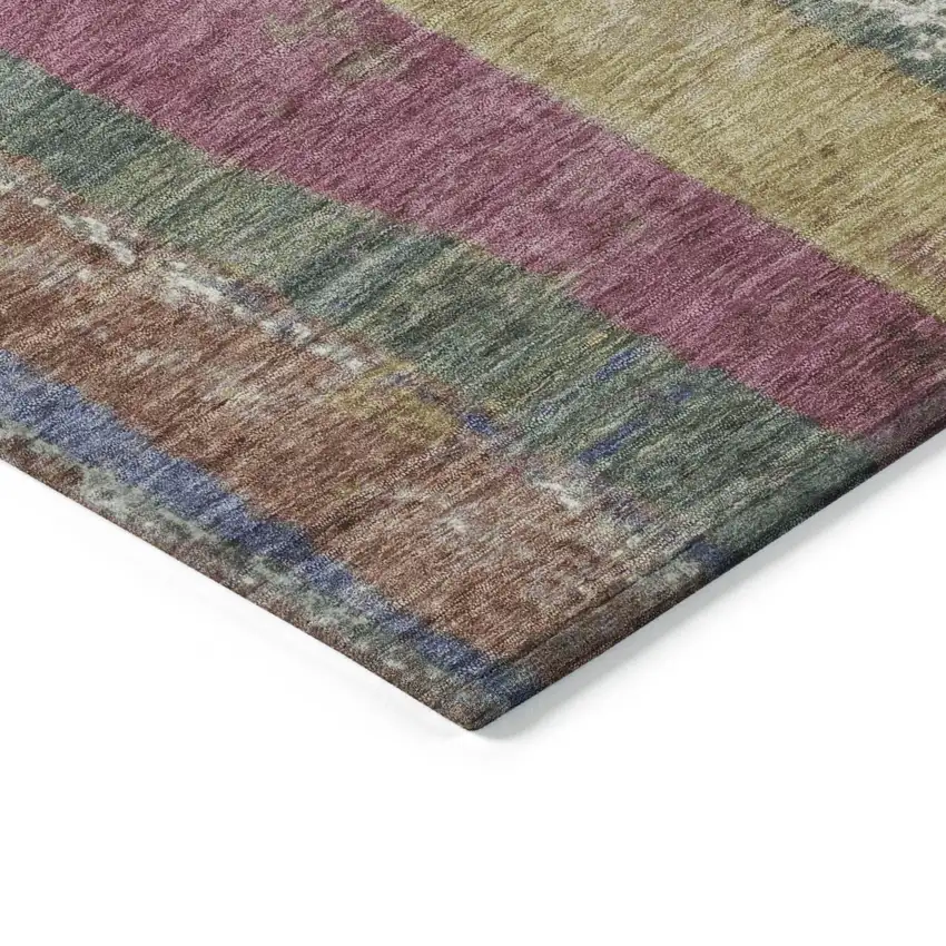 Blush Sage And Gold Striped Washable Indoor Outdoor Area Rug Photo 9