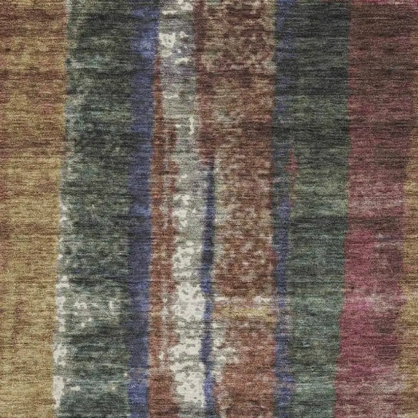 Blush Sage And Gold Striped Washable Indoor Outdoor Area Rug Photo 3