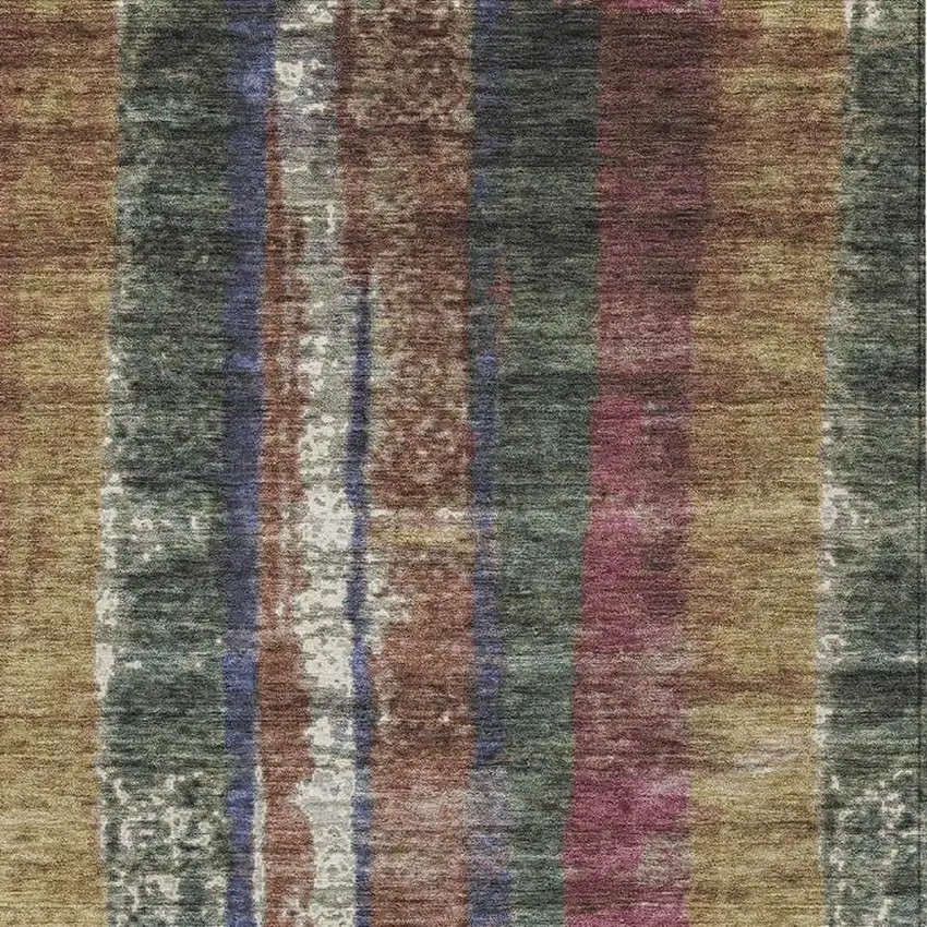 Blush Sage And Gold Striped Washable Indoor Outdoor Area Rug Photo 3