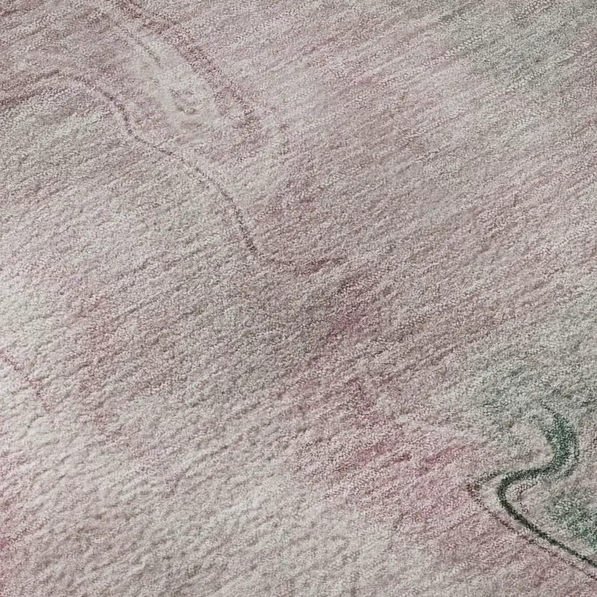 Blush Sage And Ivory Abstract Washable Area Rug With UV Protection Photo 9