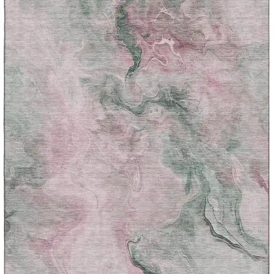 Blush Sage And Ivory Abstract Washable Area Rug With UV Protection Photo 2