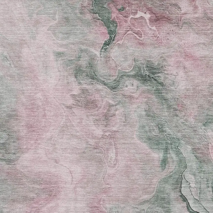Blush Sage And Ivory Abstract Washable Area Rug With UV Protection Photo 2