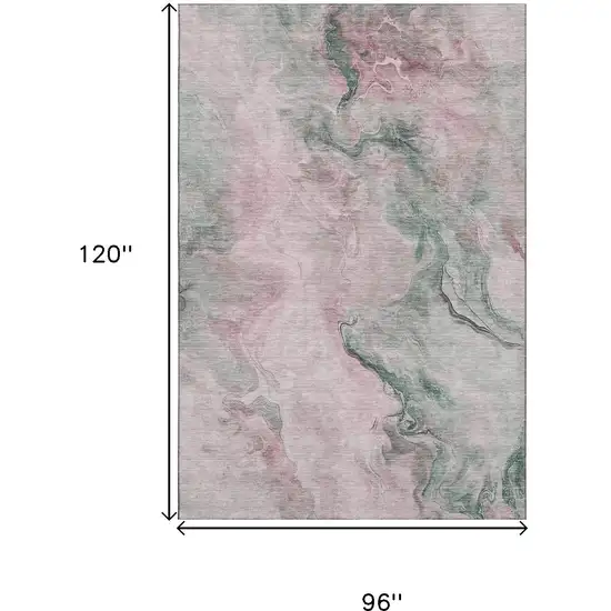 Blush Sage And Ivory Abstract Washable Area Rug With UV Protection Photo 9
