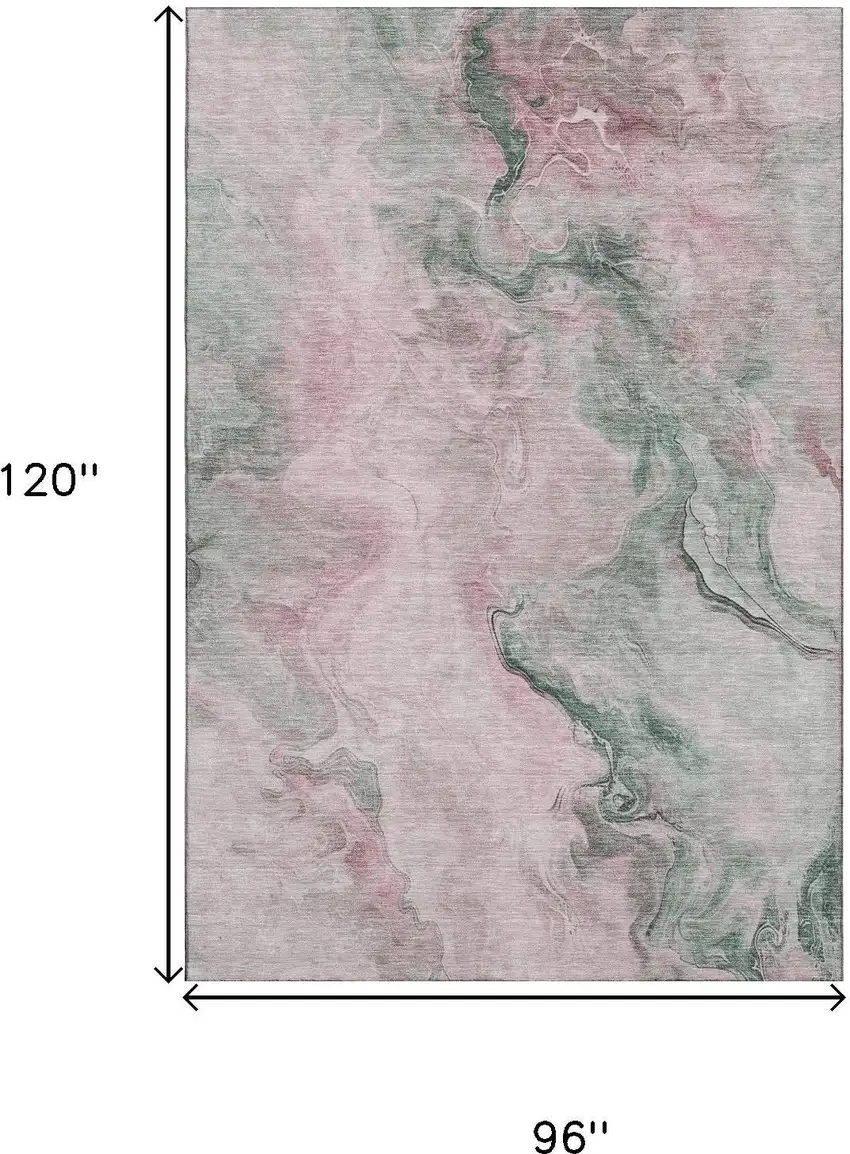 Blush Sage And Ivory Abstract Washable Area Rug With UV Protection Photo 9
