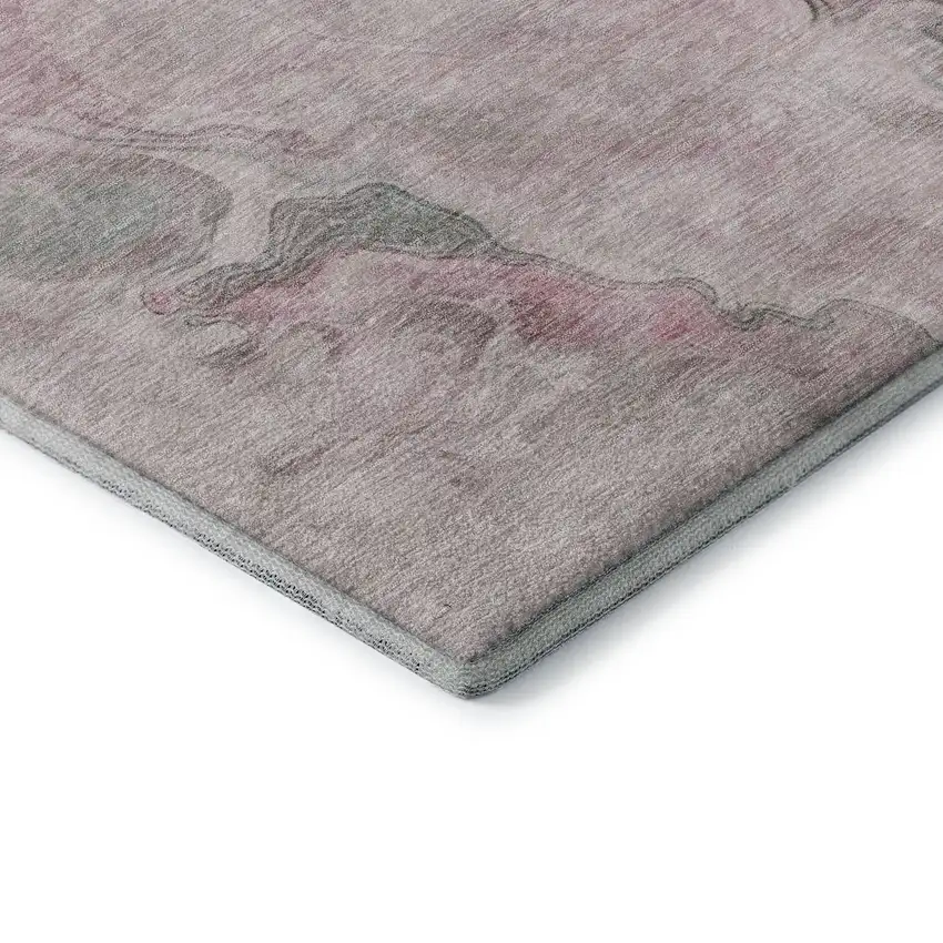 Blush Sage And Ivory Abstract Washable Area Rug With UV Protection Photo 6