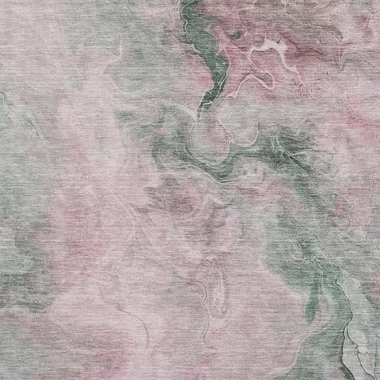 Blush Sage And Ivory Abstract Washable Area Rug With UV Protection Photo 2