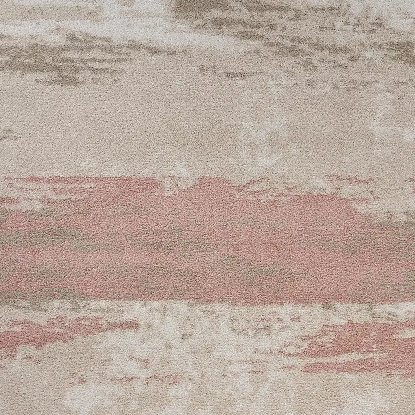 Ivory Beige and Blush Abstract Area Rug Photo 6