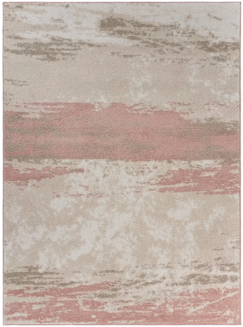 Ivory Beige and Blush Abstract Area Rug Photo 1