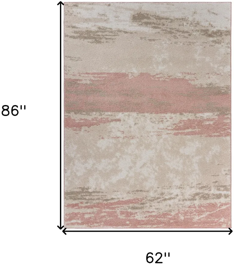 Blush and Beige Abstract Strokes Area Rug Photo 4