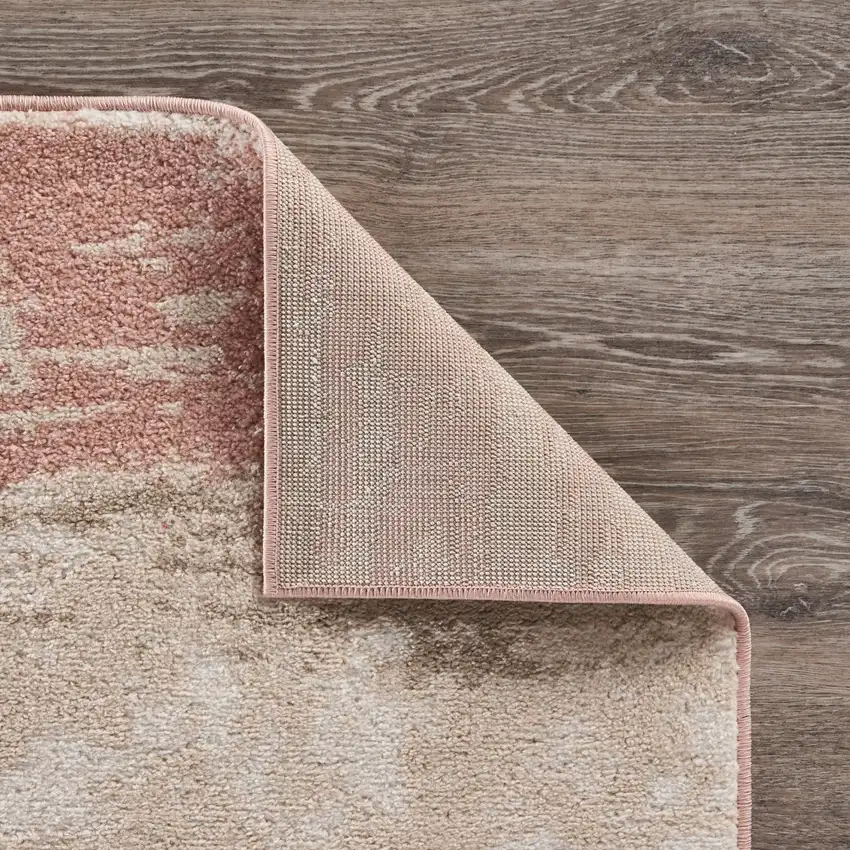 Blush and Beige Abstract Strokes Area Rug Photo 6
