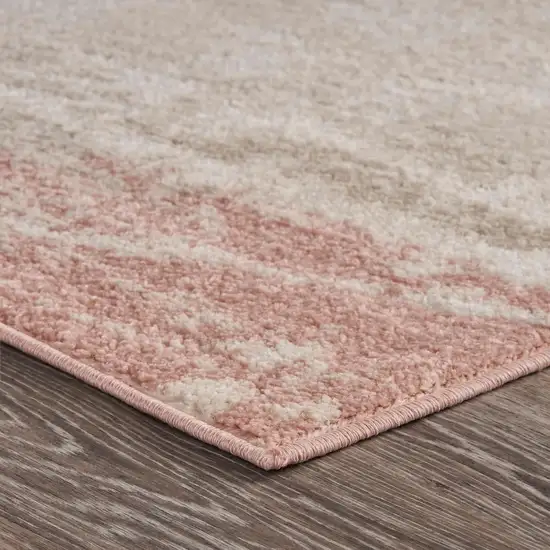 Ivory Beige and Blush Abstract Area Rug Photo 4