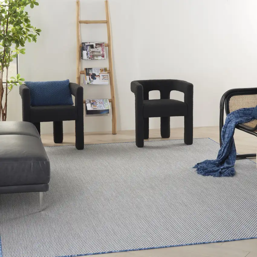 Blue And Ivory Indoor Outdoor Area Rug Photo 6