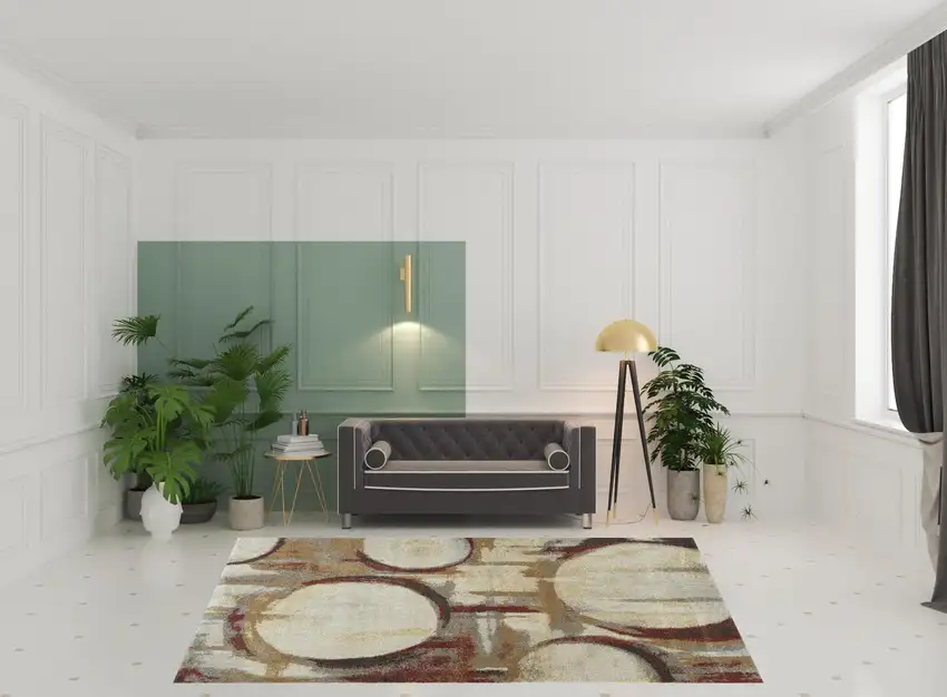 Brick Ivory and Gold Geometric Area Rug Photo 2