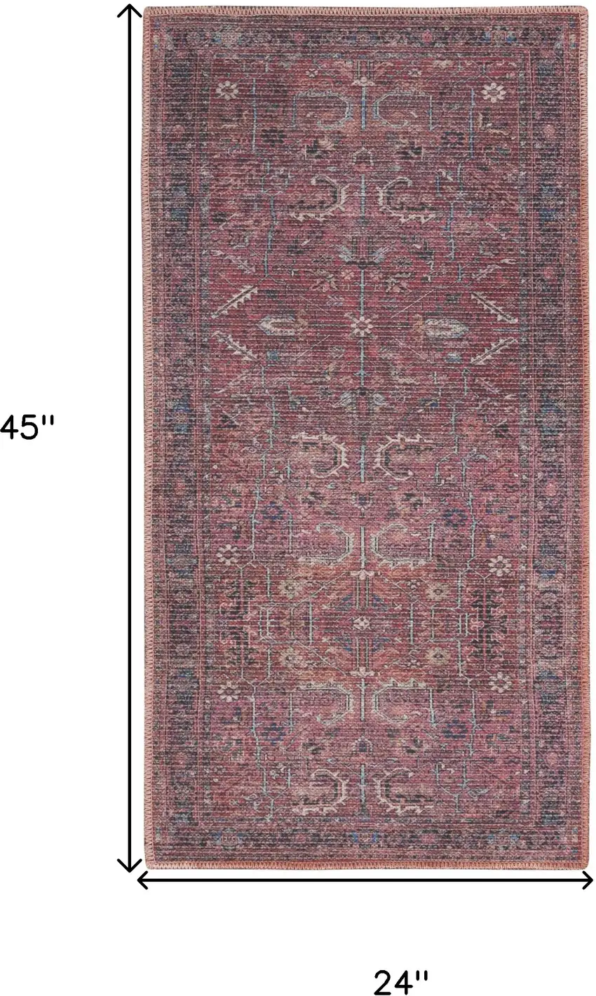 Brick Oriental Power Loom Distressed Washable Area Rug Photo 5