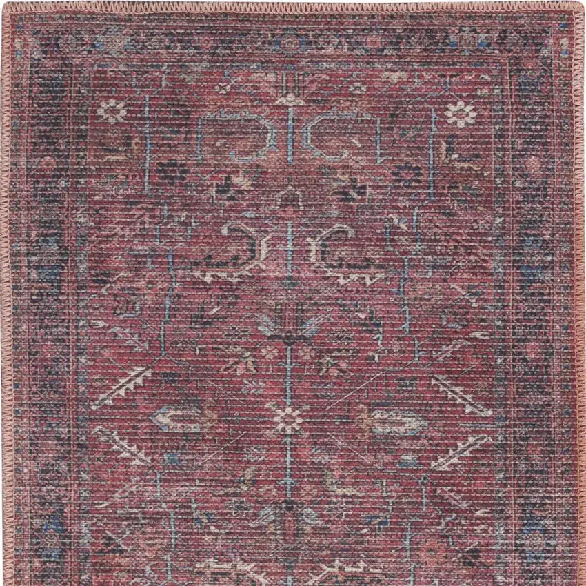 Brick Oriental Power Loom Distressed Washable Area Rug Photo 4