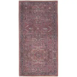 Photo of Brick Oriental Power Loom Distressed Washable Area Rug