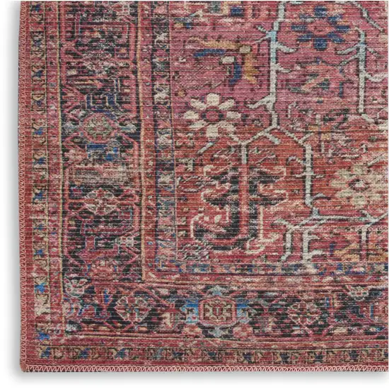 2' X 6' Brick Oriental Power Loom Distressed Washable Runner Rug Photo 1