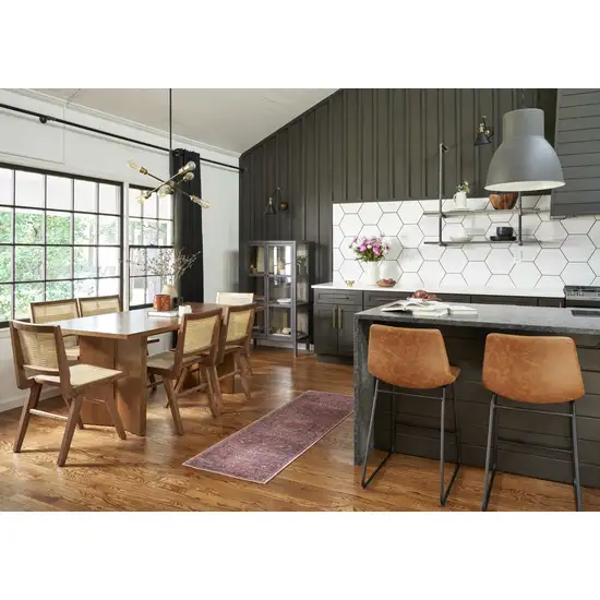 2' X 6' Brick Oriental Power Loom Distressed Washable Runner Rug Photo 4