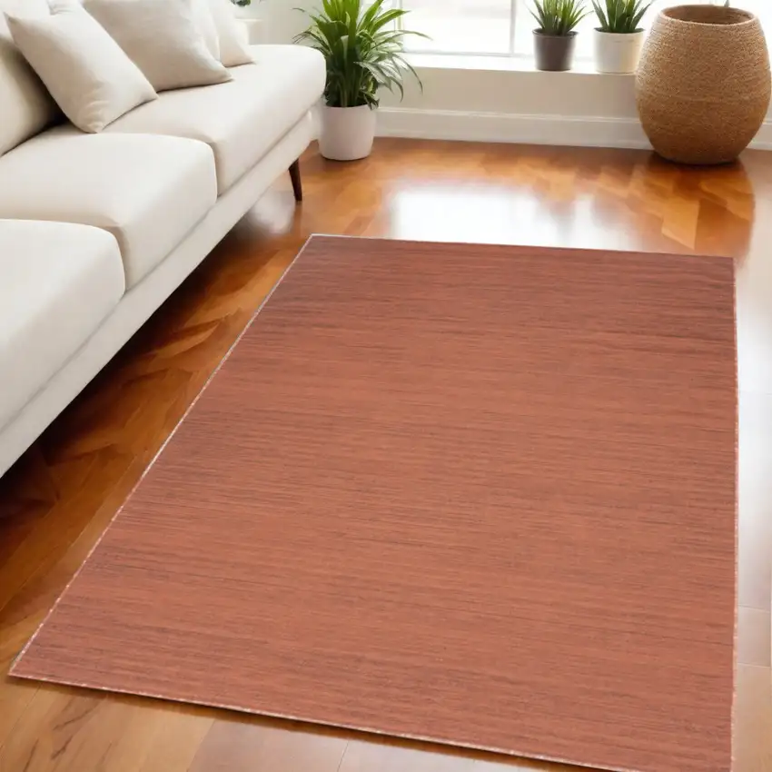 Brick Red Abstract Washable Area Rug Photo 1