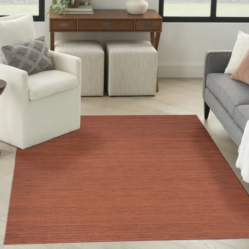 Brick Red Abstract Washable Area Rug Photo 4