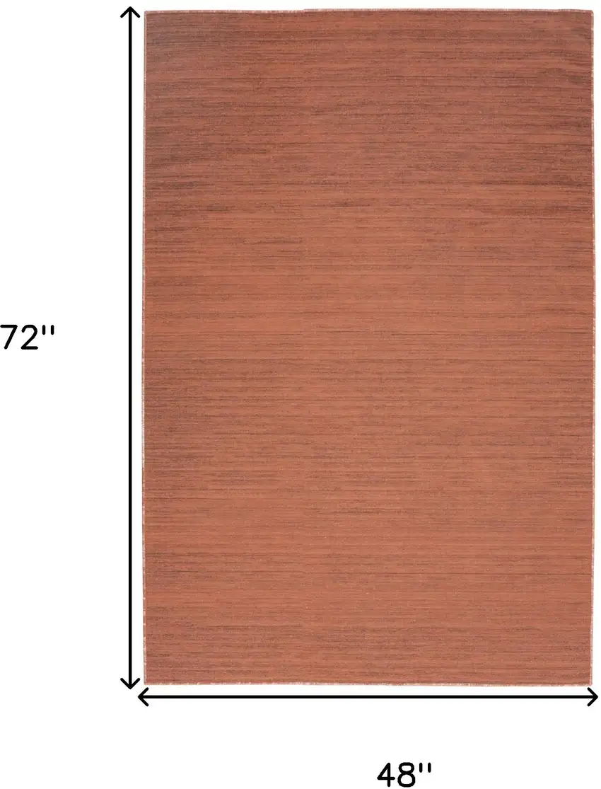Brick Red Abstract Washable Area Rug Photo 3