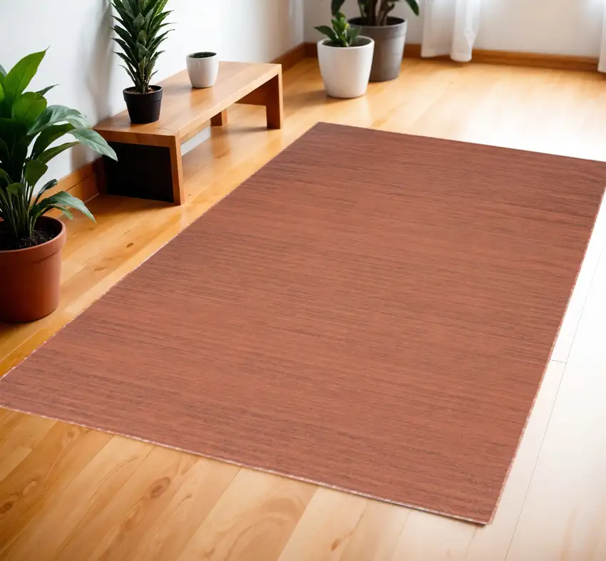Brick Red Abstract Washable Area Rug Photo 1