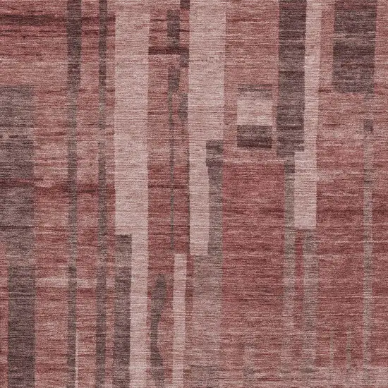 Brick Red And Brown Striped Washable Indoor Outdoor Area Rug Photo 5