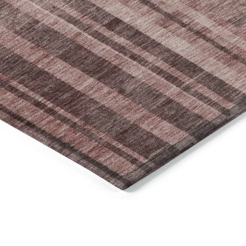 Brick Red And Brown Striped Washable Indoor Outdoor Area Rug Photo 4