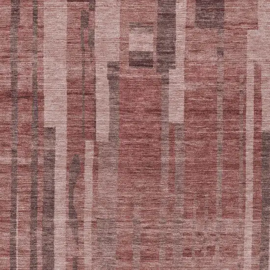 Brick Red And Brown Striped Washable Indoor Outdoor Area Rug Photo 6