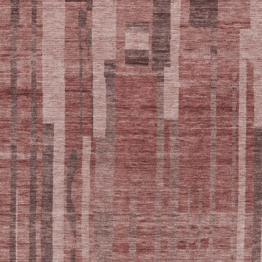 Brick Red And Brown Striped Washable Indoor Outdoor Area Rug Photo 6