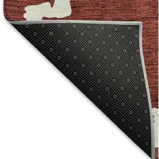 Brick Red And Ivory Abstract Geometric Washable Area Rug With UV Protection Photo 6