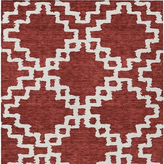 Brick Red And Ivory Geometric Washable Indoor Outdoor Area Rug Photo 7
