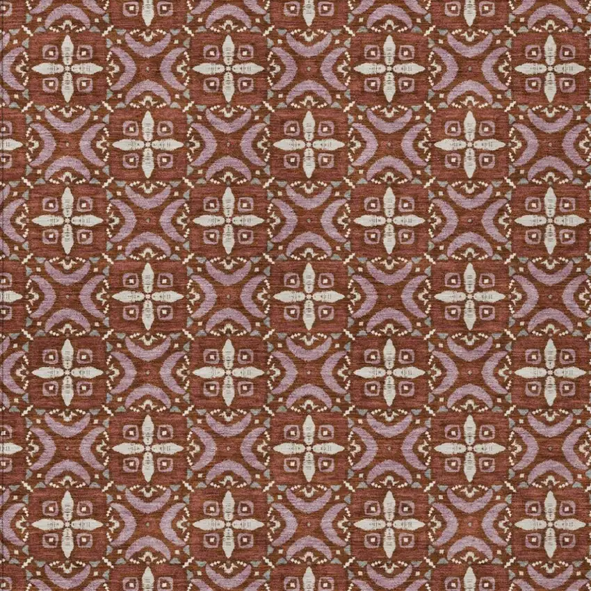 Brick Red And Red Geometric Washable Indoor Outdoor Area Rug Photo 2