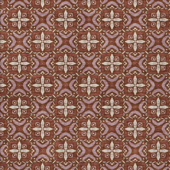 Brick Red And Red Geometric Washable Indoor Outdoor Area Rug Photo 2