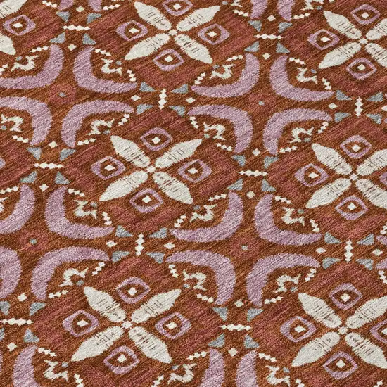 Brick Red And Red Geometric Washable Indoor Outdoor Area Rug Photo 5