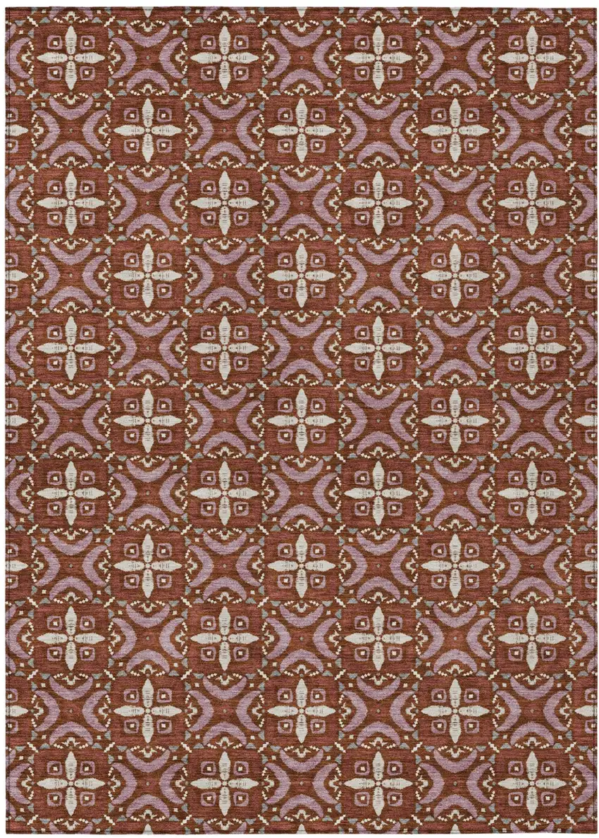 Brick Red And Red Geometric Washable Indoor Outdoor Area Rug Photo 1