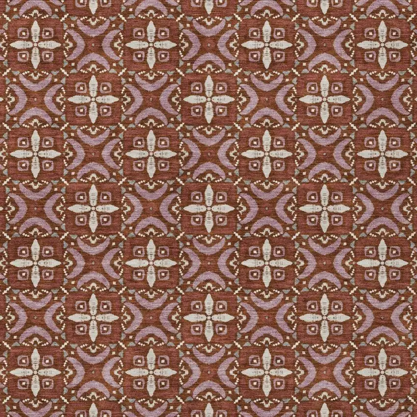 Brick Red And Red Geometric Washable Indoor Outdoor Area Rug Photo 3