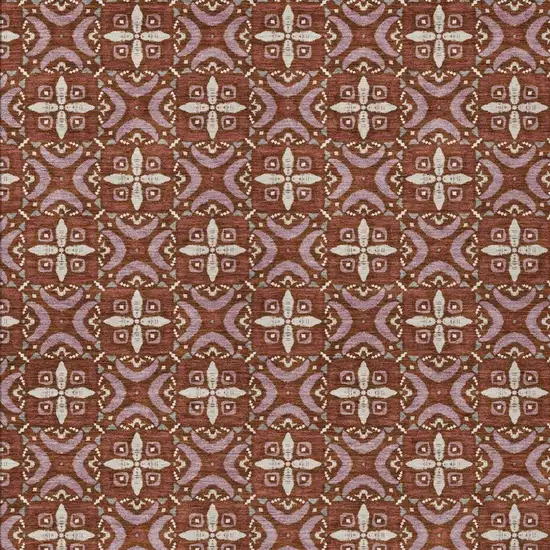 Brick Red And Red Geometric Washable Indoor Outdoor Area Rug Photo 2