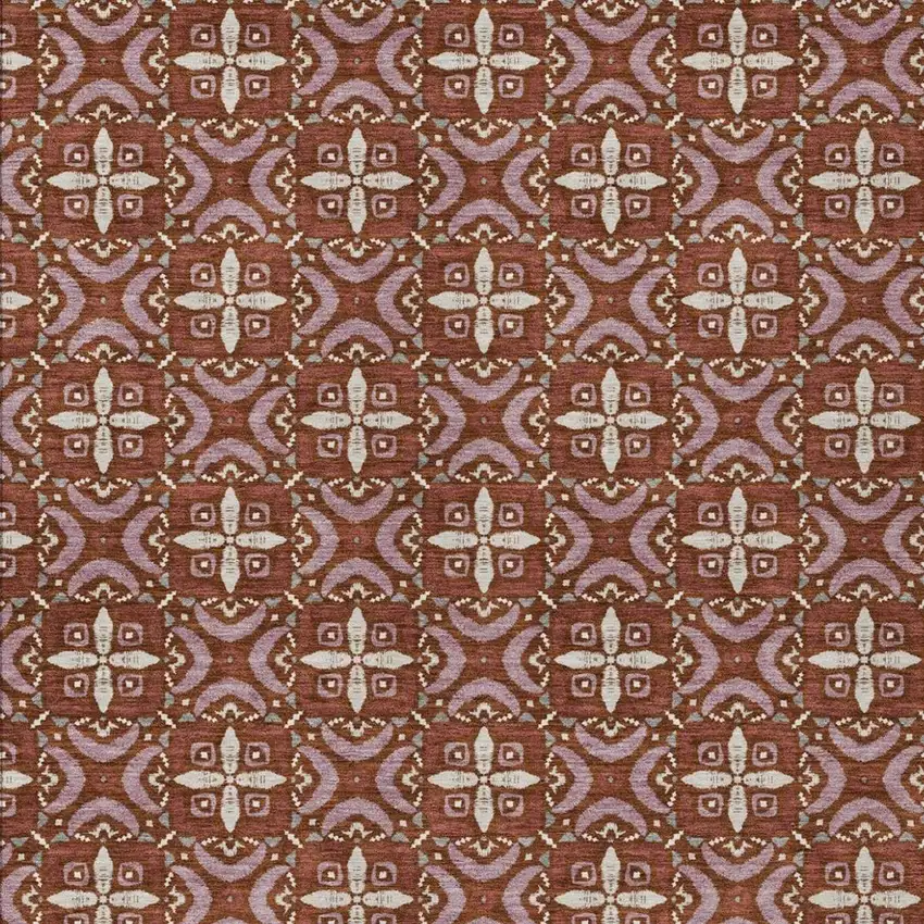 Brick Red And Red Geometric Washable Indoor Outdoor Area Rug Photo 2